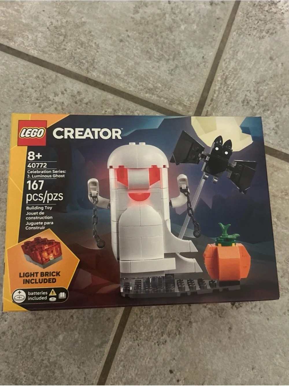 Lego Creator White Ghost with Orange Pumpkin and Black Bat